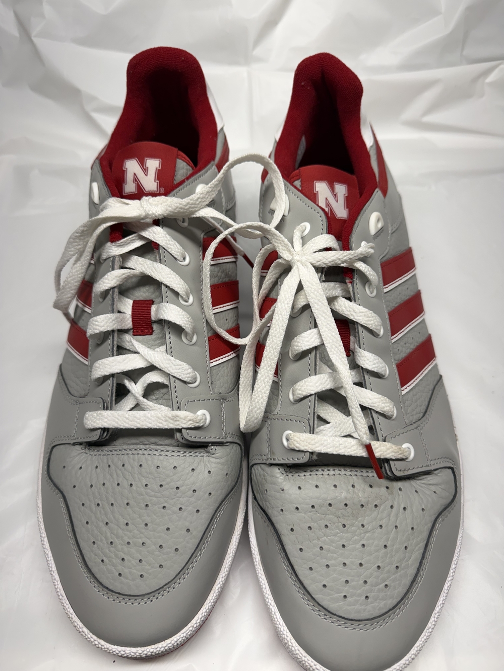 University Of NEBRASKA Adidas Athletic Sneakers in Grey and Red with White Laces